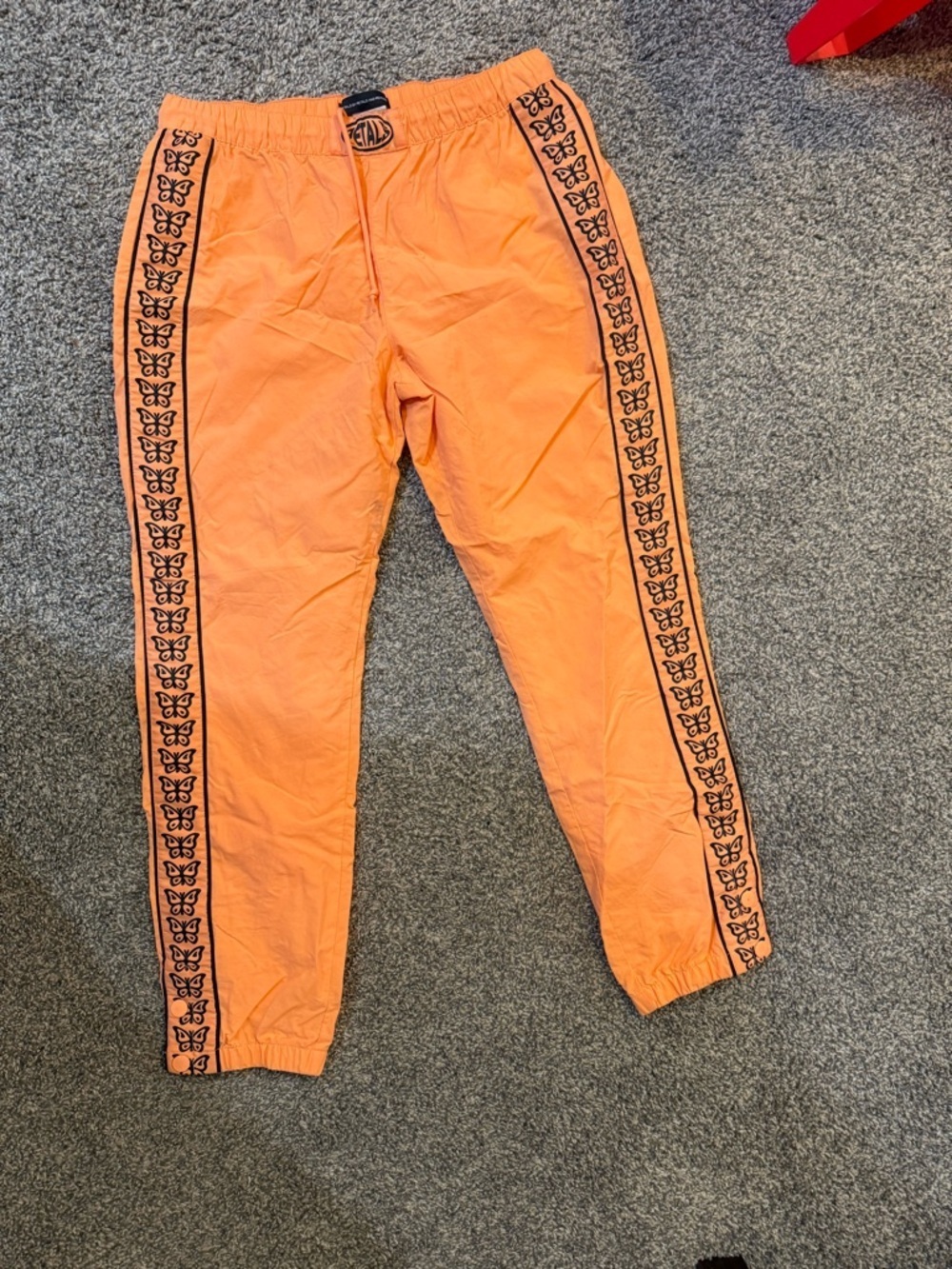 Butterfly-Trim Orange Track Joggers